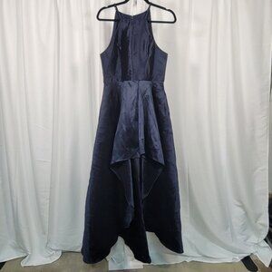 Lulus Broadway Show Navy Blue High-Low Maxi Taffeta Gown, Pockets, Sz Lg, $57